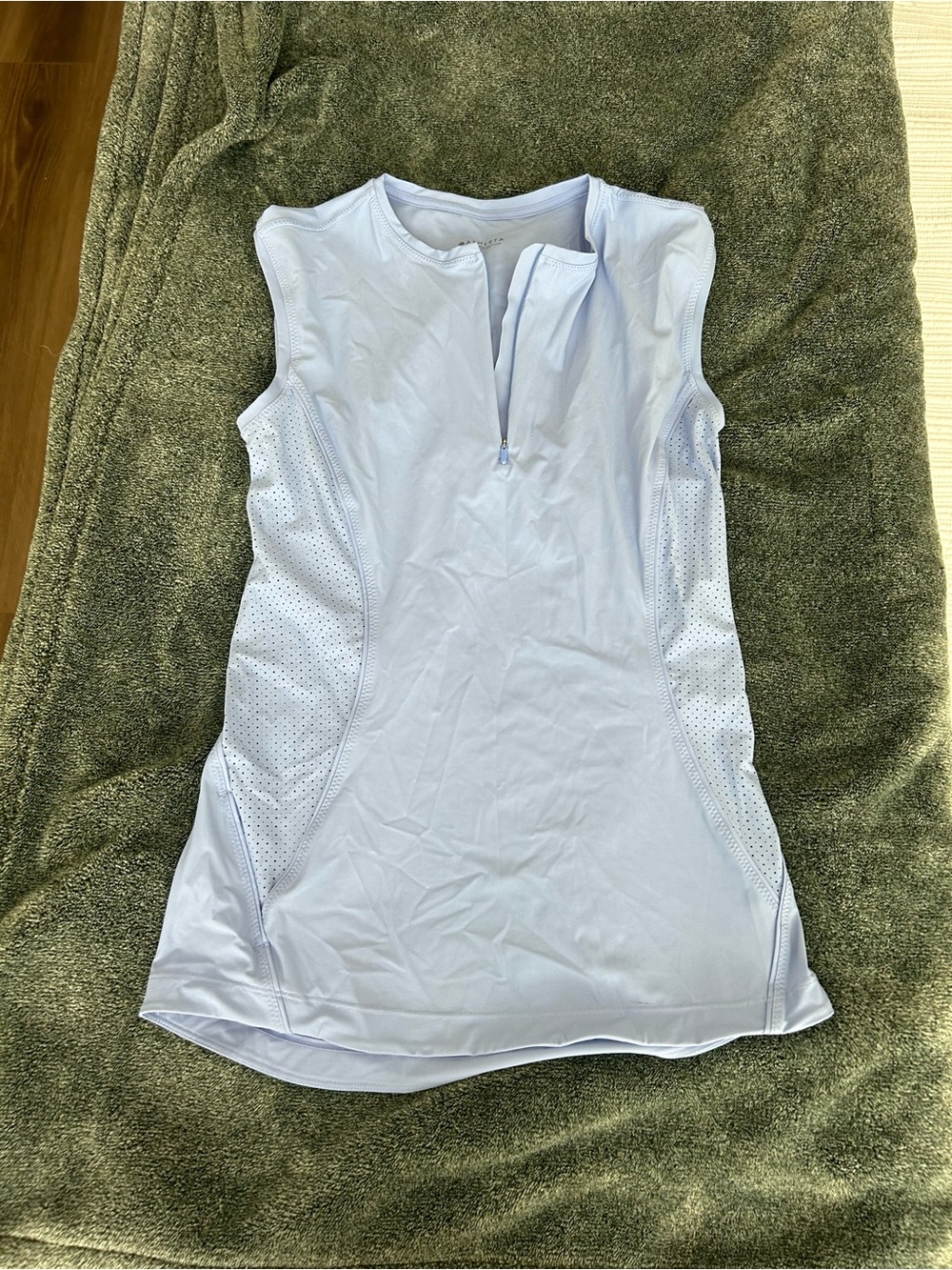 Athleta Light Blue Sleeveless Zip-Front Athletic Top